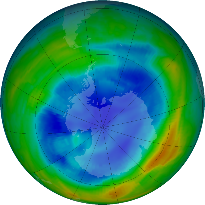 Antarctic ozone map for 24 August 1997